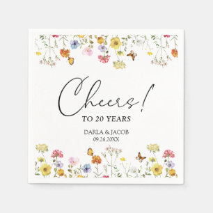 Wildflower Butterflies Boho Anniversary Cheers Napkin