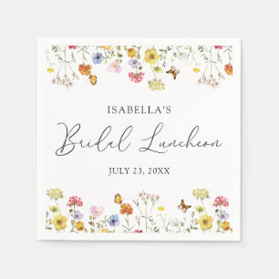 Wildflower Butterflies Boho Bridal Shower Luncheon Napkin