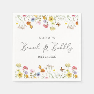 Wildflower Butterflies Boho Brunch & Bubbly Shower Napkin