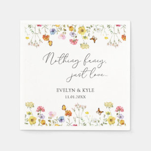 Wildflower Butterflies Boho Nothing Fancy Wedding Napkin