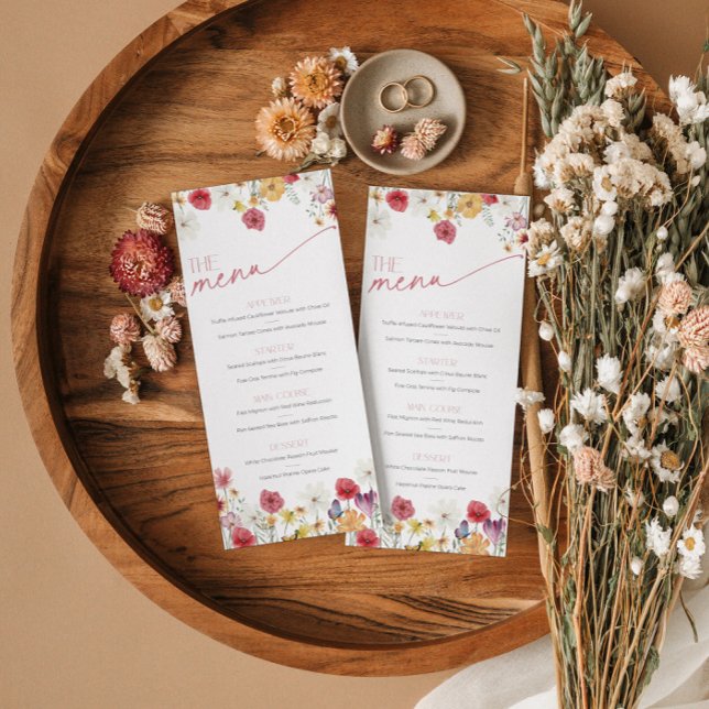 Wildflower Butterflies Love in Bloom Bridal Menu (Wildflower and  butterfly menu and drinks)