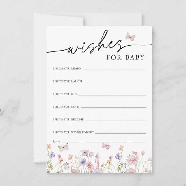 Wildflower Butterflies Wishes for Baby Card (Front)