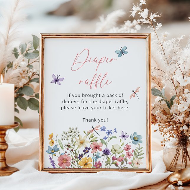 Wildflower Butterfly Baby Shower Diaper raffle Poster (Creator Uploaded)