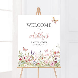 Wildflower Butterfly Baby Shower Welcome Poster