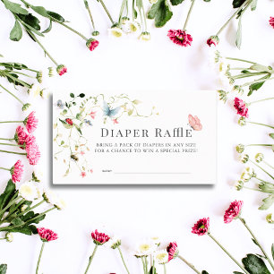Wildflower Butterfly Bee Baby Diaper Raffle Ticket Enclosure Card