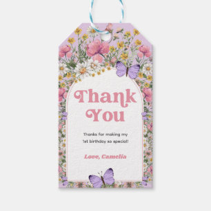 Wildflower Butterfly Birthday Thank You Gift Tags