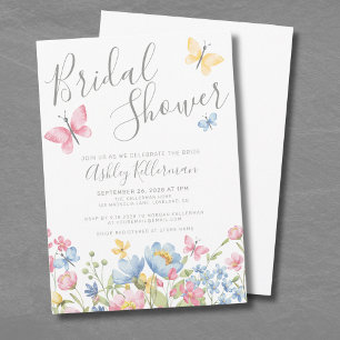 Wildflower Butterfly Bridal Shower Invitation