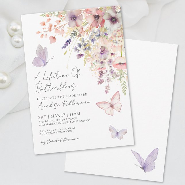 Wildflower Butterfly Bridal Shower Invitation (Wildflower Butterfly Bridal Shower Invitation)