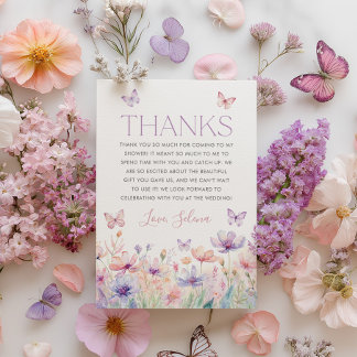 Wildflower Butterfly Bridal Shower Thank You Card