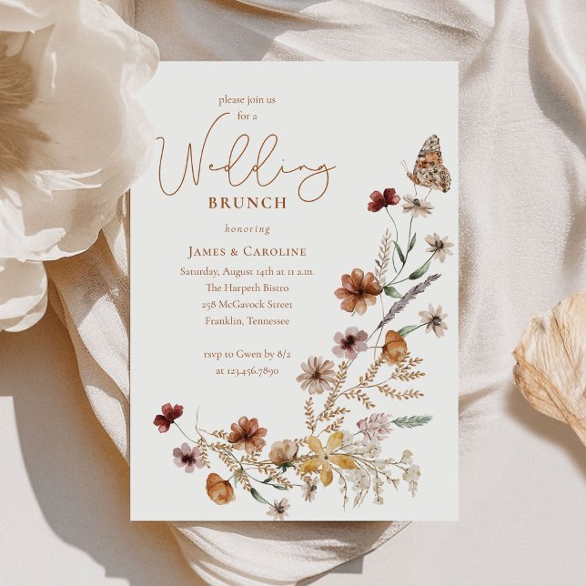 Wildflower Butterfly Floral Wedding Brunch Invitation (Creator Uploaded)
