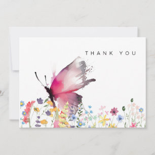 Wildflower Butterfly Funeral Bereavement Thank You Card