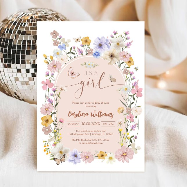 Wildflower Butterfly Girl Baby Shower Invitation (Creator Uploaded)