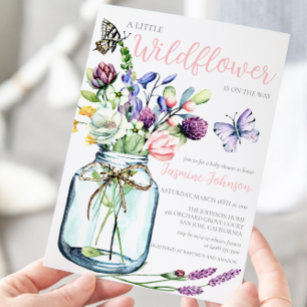 Wildflower Butterfly Glass Jar Bohemian Bouquet Invitation
