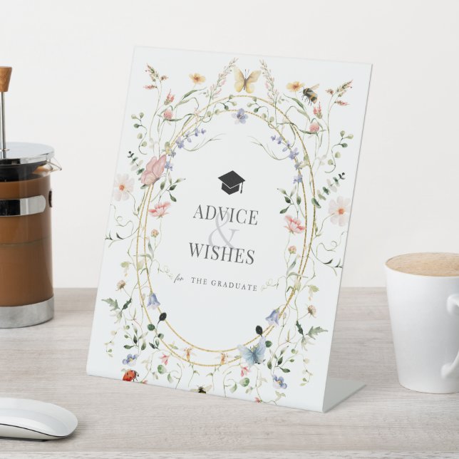 Wildflower Butterfly Graduation Advice & Wishes Pedestal Sign (In SItu)