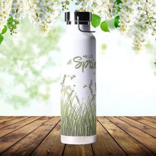 Wildflower Butterfly Hello Spring Personalized Water Bottle