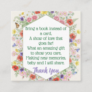 Wildflower Butterfly Hexagon Baby Shower Book  Enclosure Card