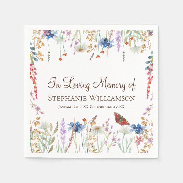 Wildflower & Butterfly In Loving Memory  Napkin (Front)