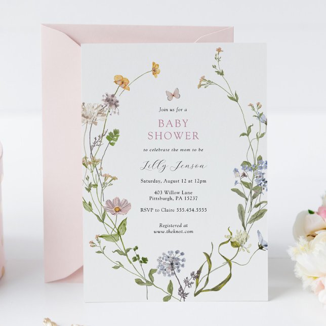 Wildflower Butterfly Meadow Baby Shower Invitation (Creator Uploaded)
