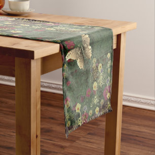 Wildflower Butterfly Menagerie Monogram  Short Table Runner