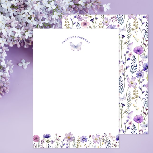 Wildflower Butterfly Personalized Stationery Thank You Card (Personalized Stationery )