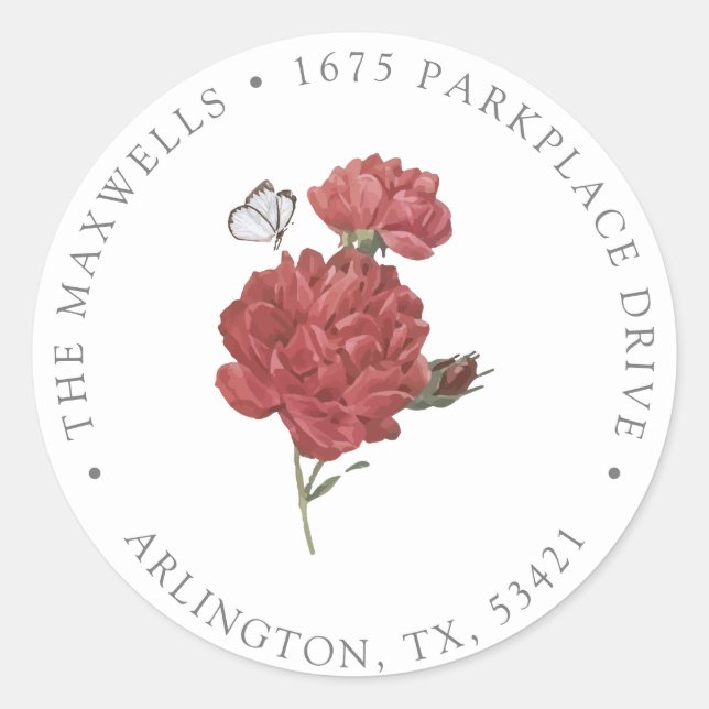 Wildflower Butterfly Return Address Classic Round Sticker (Front)