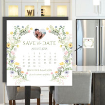 Wildflower Calendar Save the Date Photo Magnet