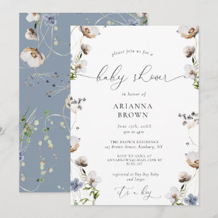 Wildflower Calligraphy Baby Shower Invitation