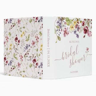 Wildflower Calligraphy Bridal Shower Mauve Binder