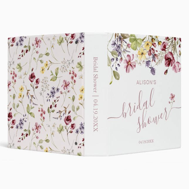 Wildflower Calligraphy Bridal Shower Mauve Binder (Background)