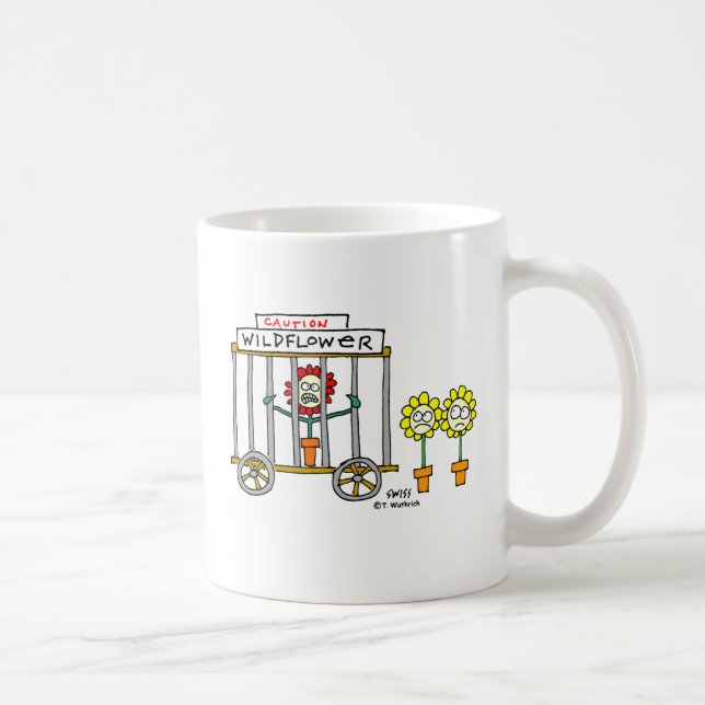 Wildflower Cartoon Funny Gardener Novelty Mug (Right)