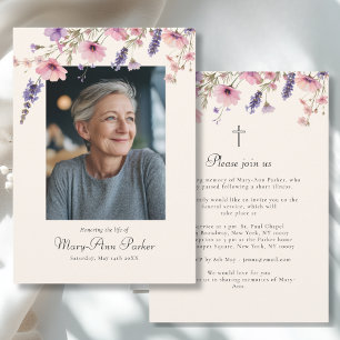Wildflower "Celebration of Life" Photo Funeral Invitation