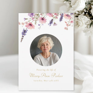 Wildflower "Celebration of Life" Photo Funeral Invitation