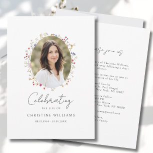 Wildflower Celebration of Life Photo Funeral Invitation
