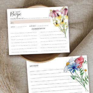 Wildflower Charm Bridal Shower Recipe Card