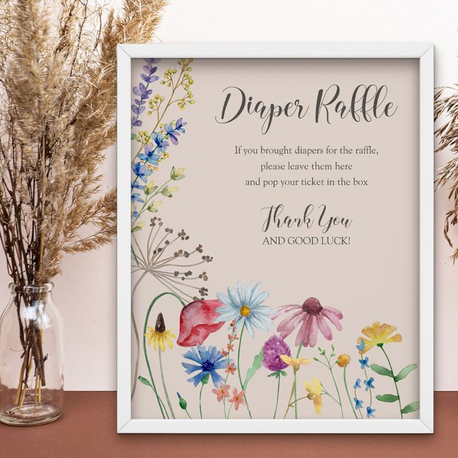 Wildflower Charm Diaper Raffle Sign Baby Shower (Baby Shower Diaper Raffle Sign from my Wildflower Charm collection)