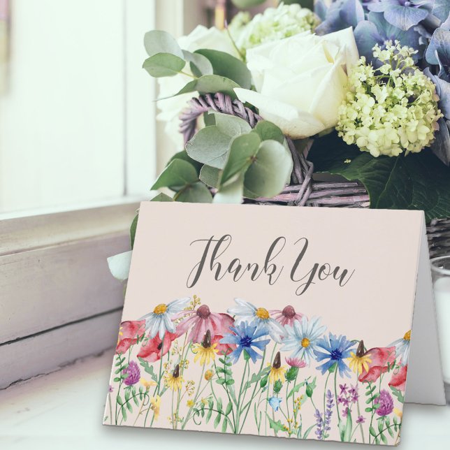 Wildflower Charm Rustic Cottage Floral Thank You (Thank you card from my Wildflower Charm collection)