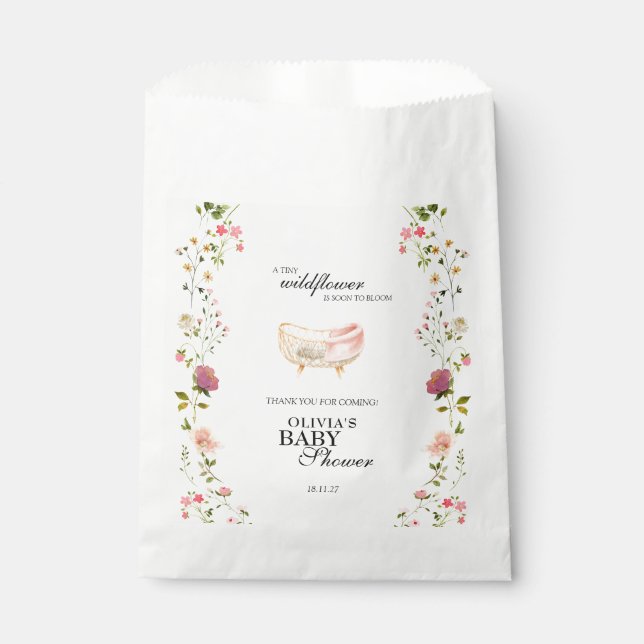 Wildflower Chic Boho Floral Baby Shower Souvenir Favour Bag (Front)