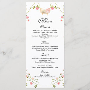 Wildflower Chic Floral Lush Boho White baby Shower Menu