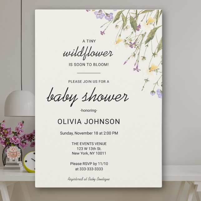 Wildflower Chic Gender Neutral Soft Sage Floral  Invitation (Creator Uploaded)