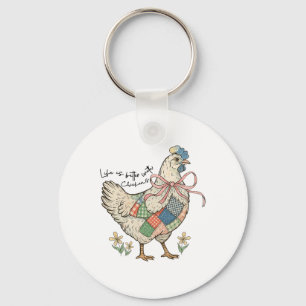 Wildflower Chicken Bow Life Better With Chicken Fa Keychain