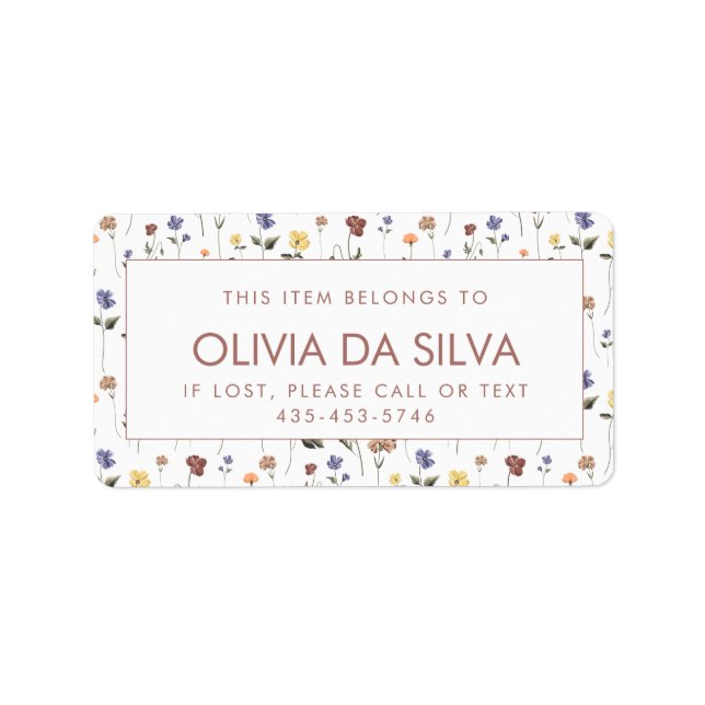 Wildflower Child's School Labels | Customizable (Front)