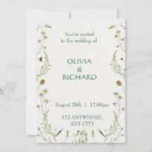  Wildflower classic floral Minimalist Invitations 