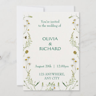  Wildflower classic floral Minimalist Invitations 