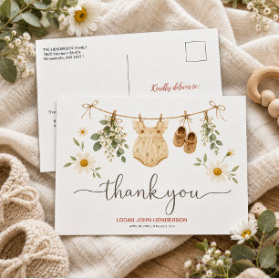 Wildflower Clothesline Neutral Kids Birthday Holiday Postcard