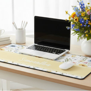 Wildflower Colorful Spring Floral  Desk Mat