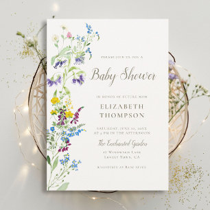Wildflower Colourful Blooms Elegant Baby Shower Invitation