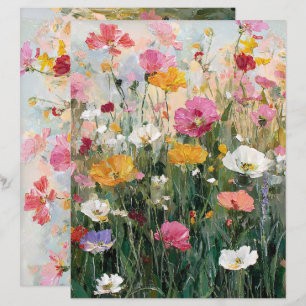 Wildflower Colourful Oil Painting Scrapbook Paper