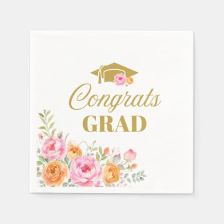 Wildflower Congrats Grad Napkins Boho Warm Floral
