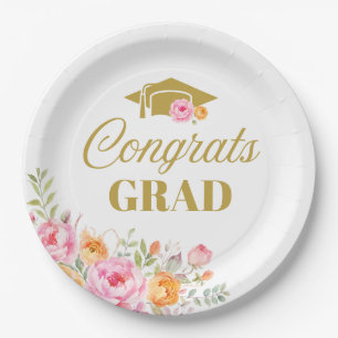 Wildflower Congrats Grad Plates Boho Warm Floral