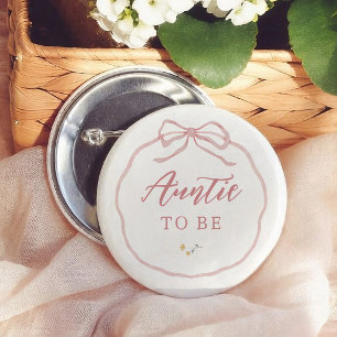 Wildflower Coquette Baby Shower Auntie To Be 2 Inch Round Button